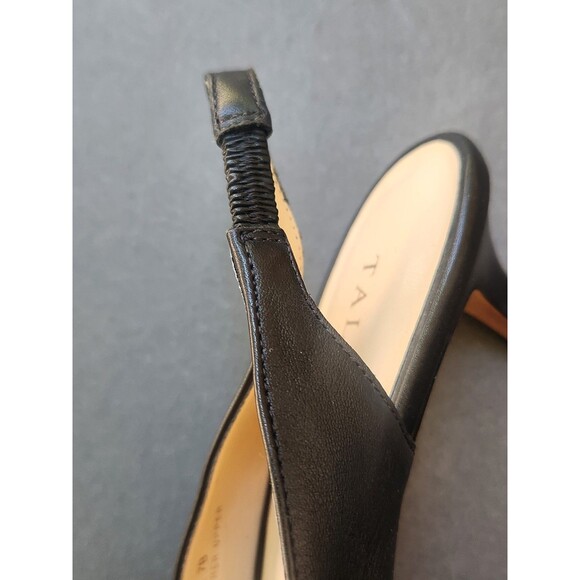 TALBOTS Jodee Black Leather Size 7M Shoes Bow Pointy Toe Slingback Kitten Heels - Picture 5 of 11